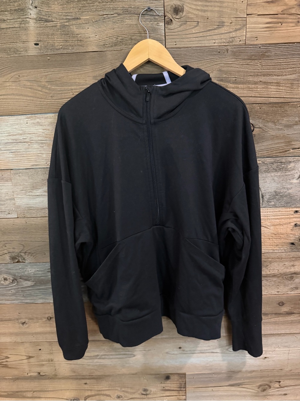all in motion Black Half-Zip Hooded Pullover Sweater